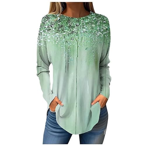Shusuen 2024 Casual Crewneck Printed Tops for Women