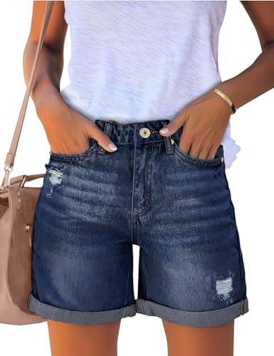 Luvamia Women's High Rise Ripped Denim Shorts