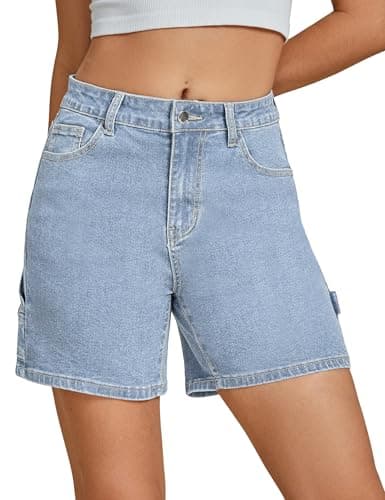Luvamia High-Waisted Trendy Casual Denim Jorts for Women Cutoff Shorts with Pockets