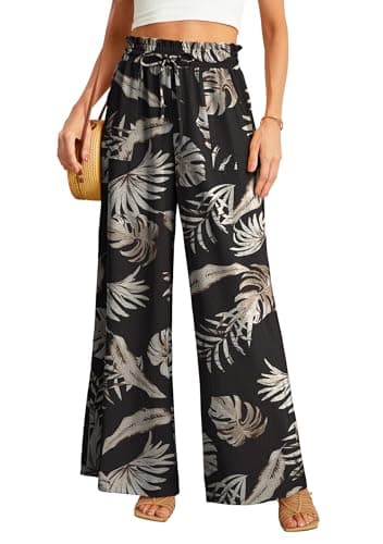 JINKESI Women's High-Waist Wide Leg Loose Pants with Adjustable Ties
