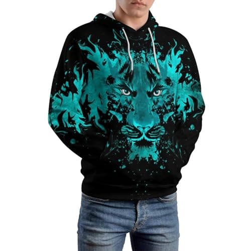Anger Tiger Hoodies for Men 3D Print Pullover Sweatshirt