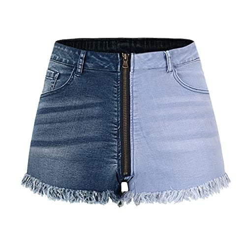 Thunder Star Women's Mid Rise Ripped Stretch Denim Shorts