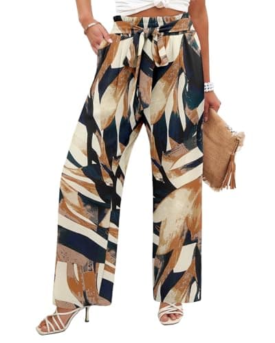 Flowy Women's Wide Leg Pants with Elastic Waist and Pockets, Ideal for Business or Casual Wear