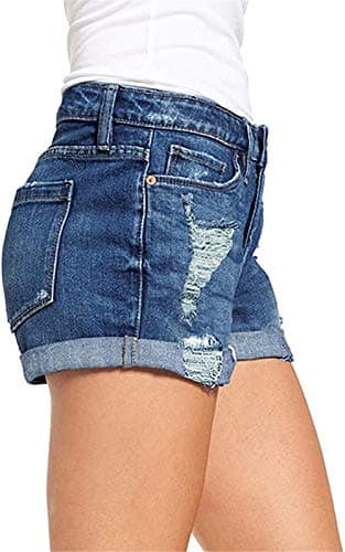 Women's Mid Rise Ripped Denim Shorts