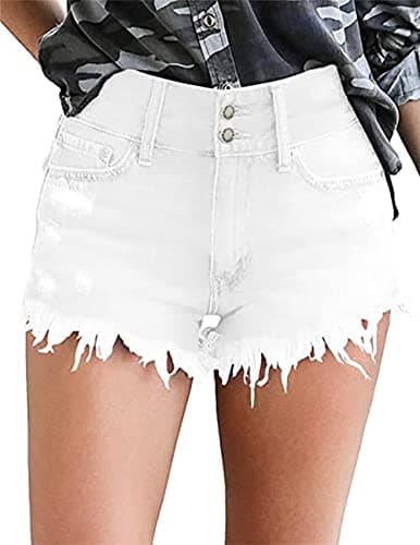 Necooer Women's Casual Mid-Waist Stretch Denim Shorts
