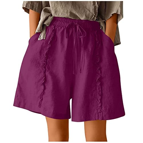 Yxzogd Women's Stretch Linen Bermuda Shorts for Summer Casual Wear
