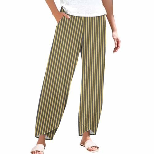 Casual Women's Cotton Linen Capri Pants with Pockets