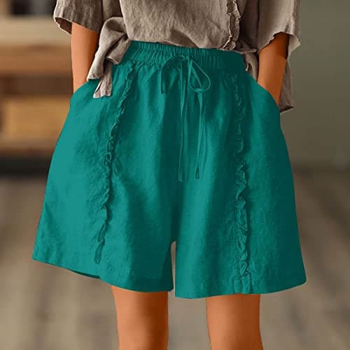 Yxzogd Women's Stretch Linen Bermuda Shorts for Summer Casual Wear