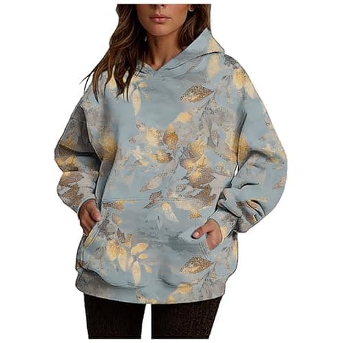 Ceboyel Womens Maple Leaf Camo Oversized Hoodie Trendy Teen Girls Fashion