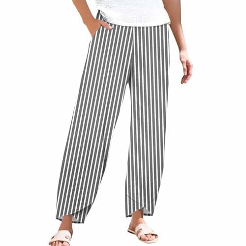 Casual Women's Cotton Linen Capri Pants with Pockets