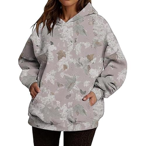 Weinexra Women's Oversized Camo Maple Leaf Hoodie