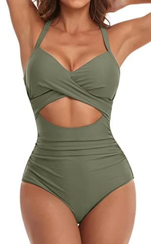 Women's Tummy Control One Piece Swimsuit with Cutout Detail