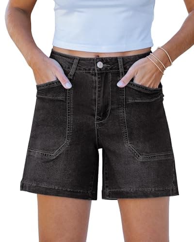 Luvamia Jean Shorts for Women Casual Summer Jorts Trendy Mid Rise Cut Off Denim Shorts with Pockets