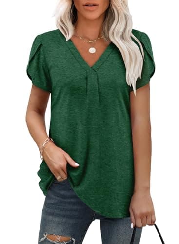 Angerella Women's Summer Dressy Casual Short Sleeve V-Neck Tops for Leggings