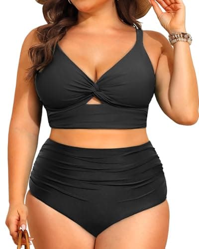 Daci Plus Size Knot Twist High Waisted Bikini Tummy Control_swimsuits 2025