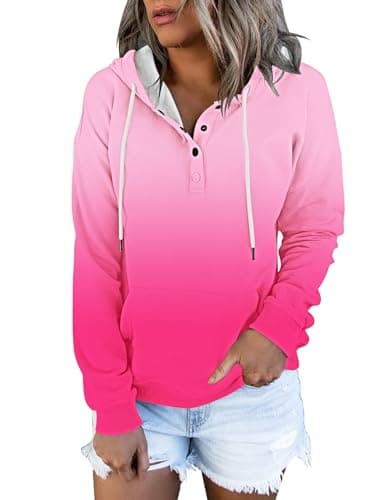 Women's Button Down Hooded Sweatshirts with Pockets