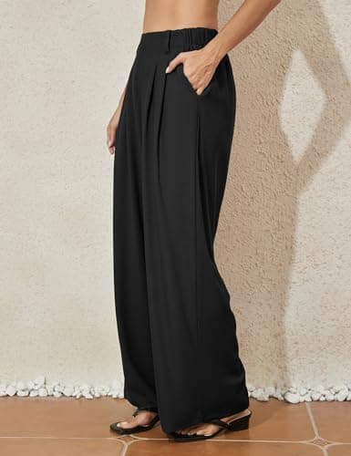 Kayamiya Women's High Waisted Wide Leg Waffle Pants