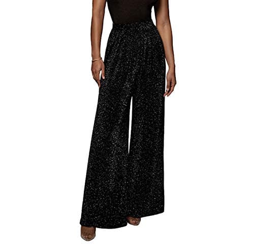 GUOLEZEEV Women's High Elastic Waist Wide Leg Palazzo Casual Trouser