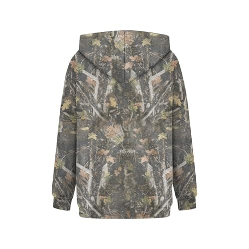 GOFULY Women's Oversized Camo Hoodie with Maple Leaf Print