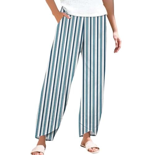 Casual Women's Cotton Linen Capri Pants with Pockets