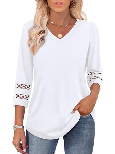 XIEERDUO Women's Trendy V-Neck Casual Tops Summer Clothes