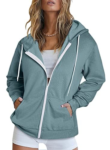 Women's Full Zip Hoodie Sweatshirt Coat with Pockets