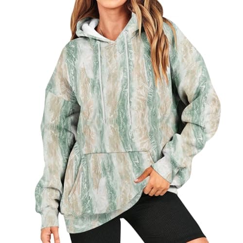 GOFULY Women's Oversized Camo Hoodie with Maple Leaf Print