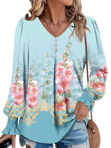 Angerella Comfortable V-Neck Long Sleeve Shirts for Women