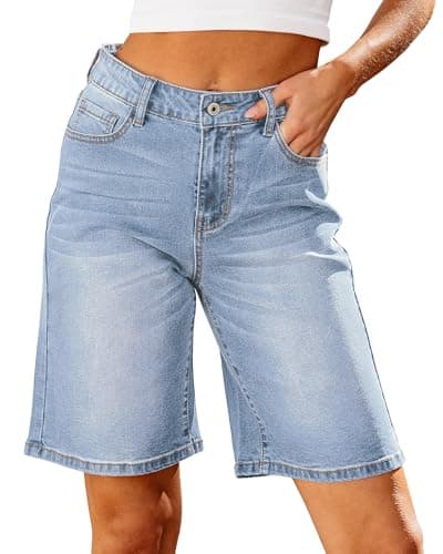 Luvamia High-Waisted Bermuda Jean Shorts for Women