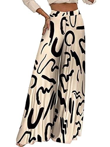 MESLIMA High-Waisted Wide Leg Stretch Palazzo Pants for Women