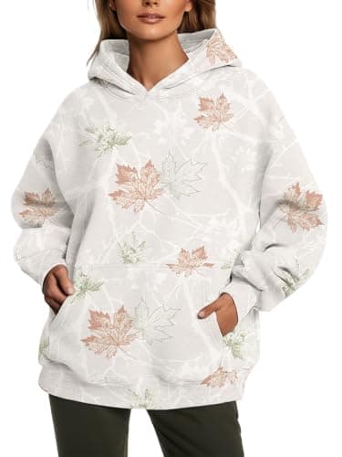 Peassa Women's Camo Oversized Hoodie Sweatshirt with Tree Leaf Graphic