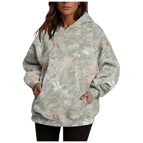 Ceboyel Womens Maple Leaf Camo Oversized Hoodie Trendy Teen Girls Fashion