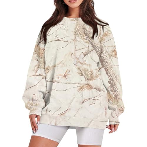 GOFULY Oversized Camo Pullover Sweatshirt for Women