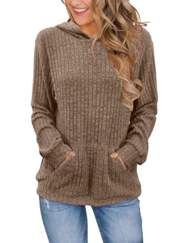 Bosmeer Women's Long Sleeve Shirts with Kangaroo Pocket & Hood Fall Pullovers