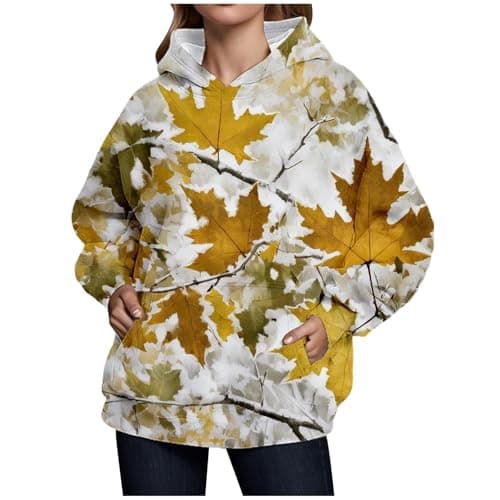 Weinexra Women's Oversized Camo Maple Leaf Hoodie