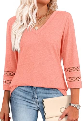XIEERDUO Women's Trendy V-Neck Casual Tops Summer Clothes