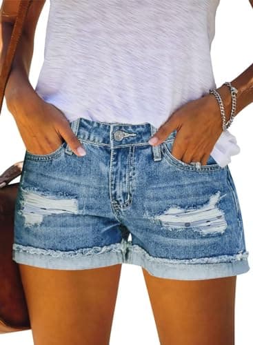 JOCAFIYE Women's High Waisted Ripped Jean Shorts