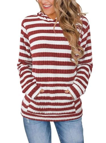 Bosmeer Women's Long Sleeve Shirts with Kangaroo Pocket & Hood Fall Pullovers