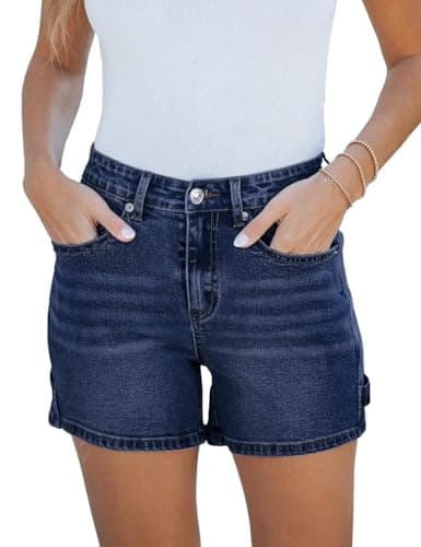 FEKOAFE 2025 Women's Summer Mid/High-Waisted Ripped Denim Shorts