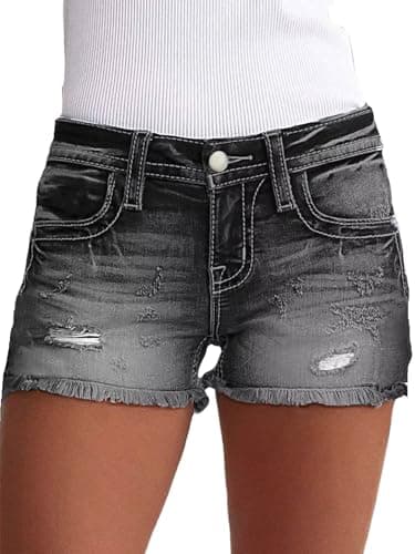 Flamingals Women's Mid-Waisted Ripped Denim Shorts