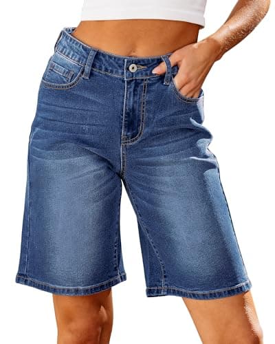 Luvamia High-Waisted Bermuda Jean Shorts for Women