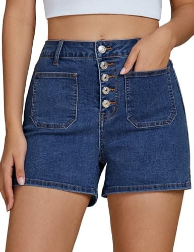 Luvamia Women's High-Waisted Casual Stretch Denim Shorts