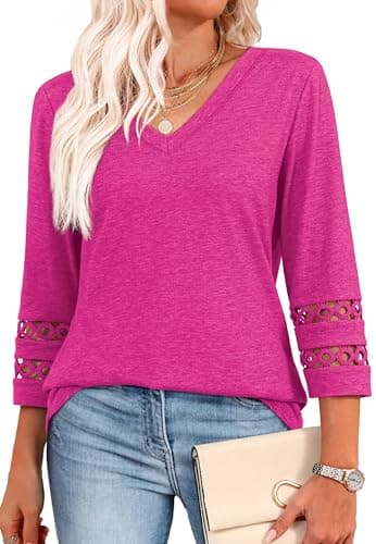 XIEERDUO Women's Trendy V-Neck Casual Tops Summer Clothes