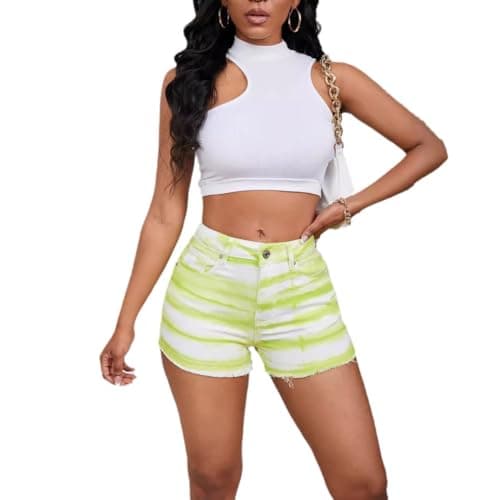 CME SHOWU Women's Blue Ripped Denim Shorts for Summer