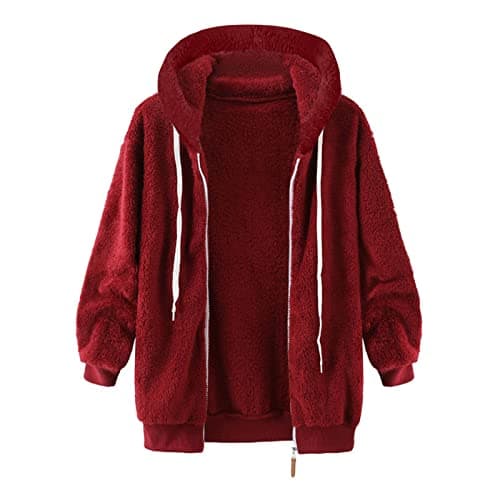 Oversized Sherpa Fleece Jacket for Women Warm Winter Coat Zip Up Pockets