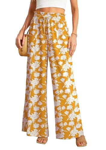 JINKESI Women's High-Waist Wide Leg Loose Pants with Adjustable Ties