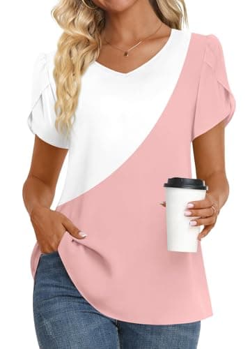 Womens Summer V Neck Chiffon Tunic Tops M-3XL