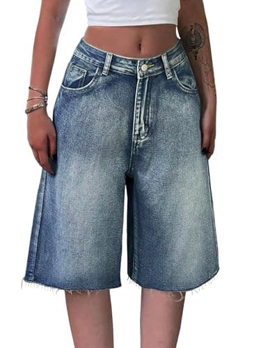 EMMIOL Women's Baggy Jean Jorts Mid-Low Waisted Denim Shorts