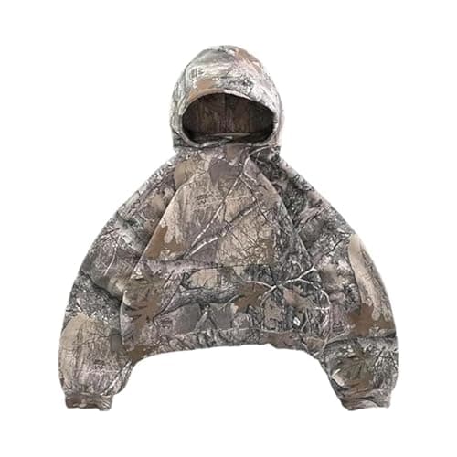 Pooyikoi Women's Oversized Camo Hoodie Y2K Leopard Print Sweatshirt Pullover Jackets for Streetwear Long Sleeve Vintage Camo Sweatshirts