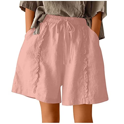Yxzogd Women's Stretch Linen Bermuda Shorts for Summer Casual Wear